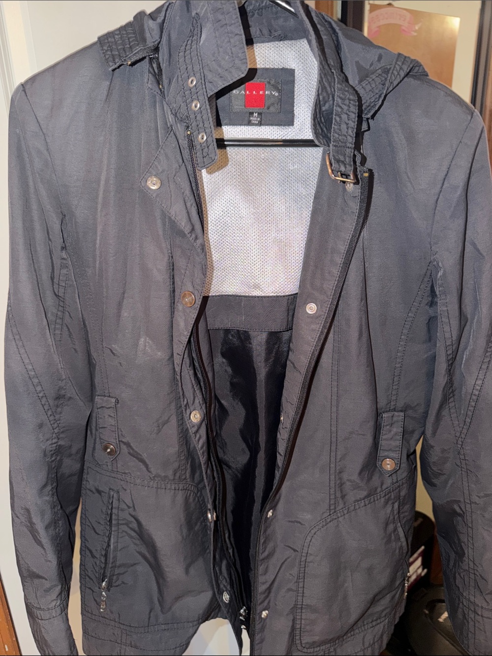 Gallery Black Lightweight Hooded Utility Jacket